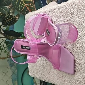 Nine West clear pink square-toe heels WMNS 8.5